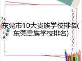东莞市10大贵族学校排名(东莞贵族学校排名)