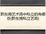 黔东南艺术高中私立的有哪些(黔东南私立艺高)