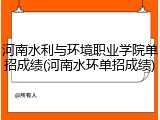 河南水利与环境职业学院单招成绩(河南水环单招成绩)