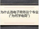 为什么选电子商务这个专业("为何学电商")