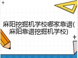 麻阳挖掘机学校哪家靠谱(麻阳靠谱挖掘机学校)