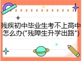 残疾初中毕业生考不上高中怎么办("残障生升学出路")