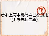 考不上高中觉得自己很没用(中考失利自卑)
