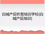 白城产后恢复培训学校(白城产后培训)