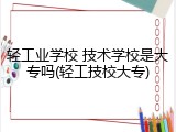 轻工业学校 技术学校是大专吗(轻工技校大专)