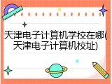 天津电子计算机学校在哪(天津电子计算机校址)