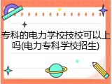 专科的电力学校技校可以上吗(电力专科学校招生)