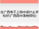 在广西考不上高中读什么学校好(广西高中落榜择校)