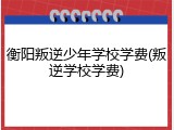 衡阳叛逆少年学校学费(叛逆学校学费)