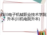 四川电子机械职业技术学院升本(川机电院升本)