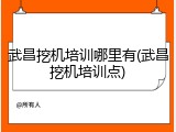 武昌挖机培训哪里有(武昌挖机培训点)