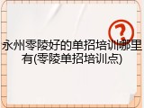 永州零陵好的单招培训哪里有(零陵单招培训点)