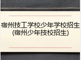 宿州技工学校少年学校招生(宿州少年技校招生)