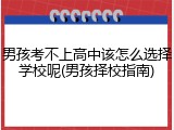 男孩考不上高中该怎么选择学校呢(男孩择校指南)