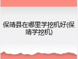 保靖县在哪里学挖机好(保靖学挖机)