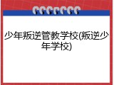少年叛逆管教学校(叛逆少年学校)