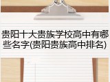 贵阳十大贵族学校高中有哪些名字(贵阳贵族高中排名)