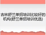 吉林舒兰单招培训比较好的机构(舒兰单招培训优选)