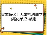 海东循化十大单招培训学校(循化单招培训)