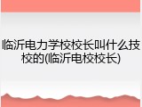 临沂电力学校校长叫什么技校的(临沂电校校长)