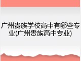 广州贵族学校高中有哪些专业(广州贵族高中专业)