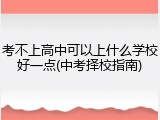 考不上高中可以上什么学校好一点(中考择校指南)