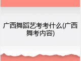 广西舞蹈艺考考什么(广西舞考内容)