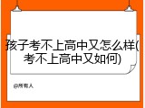 孩子考不上高中又怎么样(考不上高中又如何)