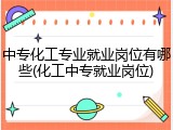 中专化工专业就业岗位有哪些(化工中专就业岗位)