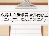 双鸭山产后修复培训有哪些课程(产后修复培训课程)