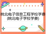 皖北电子信息工程学校学费(皖北电子学校学费)