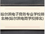 哈尔滨电子商务专业学校排名榜(哈尔滨电商学校排名)