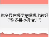 称多县在哪学挖掘机比较好("称多县挖机培训")