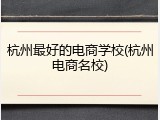 杭州最好的电商学校(杭州电商名校)