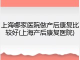 上海哪家医院做产后康复比较好(上海产后康复医院)