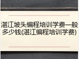 湛江坡头编程培训学费一般多少钱(湛江编程培训学费)