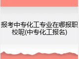 报考中专化工专业在哪报职校呢(中专化工报名)