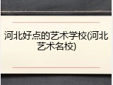 河北好点的艺术学校(河北艺术名校)