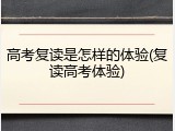 高考复读是怎样的体验(复读高考体验)