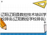 辽阳辽阳县数控技术培训学校排名(辽阳数控学校排名)