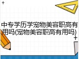 中专学历学宠物美容职高有用吗(宠物美容职高有用吗)