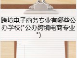 跨境电子商务专业有哪些公办学校("公办跨境电商专业")