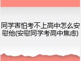 同学害怕考不上高中怎么安慰他(安慰同学考高中焦虑)