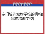 专门培训宠物学校的机构(宠物培训学校)