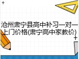 沧州肃宁县高中补习一对一上门价格(肃宁高中家教价)