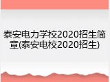 泰安电力学校2020招生简章(泰安电校2020招生)