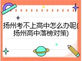 扬州考不上高中怎么办呢(扬州高中落榜对策)