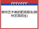 柳州艺术类的职高报名(柳州艺高招生)