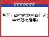 考不上高中的意味着什么(中考落榜后果)