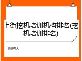 上街挖机培训机构排名(挖机培训排名)